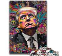 Puzzles pour Adultes et Adolescents 1000 pièces Trum-p Graffiti Jeu Stimulant et Jeu éducatif en Famille pour Anniversaire, Noël 26x38cm