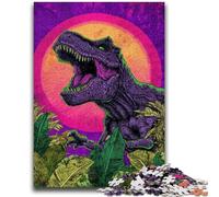Puzzles pour Adultes et Adolescents 1000 pièces Tyrannosaurus Rex psychédélique Jeux de détente Jeu éducatif pour Anniversaire, Noël pour et jusqu'à 14 Ans 50x75cm