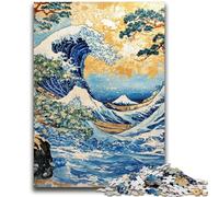 Puzzles pour Adultes et Adolescents 1000 pièces Vagues japonaises Jouet éducatif Anti-Stress Interaction Parent-Enfant pour et 14 Ans 50x75cm