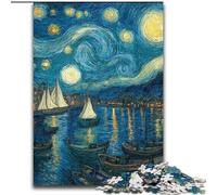Puzzles pour Adultes et Adolescents 1000 pièces Van Gogh Night Sky, Jeu intellectuel pour renforcer l'amour Entre Couples à partir de 14 Ans 26x38cm