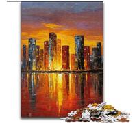 Puzzles pour Adultes et Adolescents, 1000 pièces, Ville en vitrail, Anti-Stress, avec pièces de Formes aléatoires entièrement emboîtables, pour Les Enfants de 14 Ans et Plus (Taille 50x75cm)