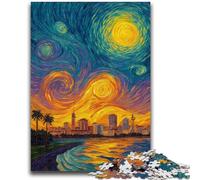 Puzzles pour Adultes et Adolescents 1000 pièces Ville sous Le Ciel Nocturne Amusement en Famille Idéal comme Cadeau pour Toute la Famille à partir de 14 Ans 50x75cm
