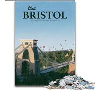 Puzzles pour Adultes et Adolescents 1000 pièces Visitez Bristol Jeux d'activités familiales stimulants Jouet de Bricolage pour décoration Murale de la Maison Cadeaux (26x38cm) 1000 pièces