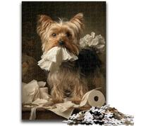 Puzzles pour Adultes et Adolescents 1000 pièces Yorkshire Terrier Jouant avec du Papier Toilette Amusement en Famille idéal comme Cadeau pour Toute la Famille à partir de 14 Ans 50x75cm