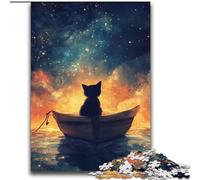 Puzzles pour Adultes et Adolescents 2000 pièces Chat dans Le Bateau, Jeu Stimulant et Jeu Familial avec Affiche Assortie et Feuille de Questions 70x100cm