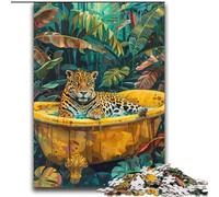 Puzzles pour Adultes et Adolescents 2000 pièces Léopard dans la Baignoire pour Les 14 Ans et Plus Beau Jeu de Conception Beau Jeu de Conception Superbe Cadeau 70x100cm