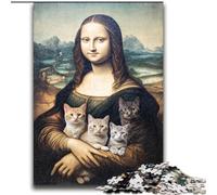 Puzzles pour Adultes et Adolescents 2000 pièces Mona Lisa Chaton pour et à partir de 14 Ans Jeu Pratique Jeu de Noël Cadeaux 70x100cm