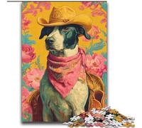Puzzles pour Adultes et Adolescents 2000 pièces, Motif Chien Cowgirl, Anti-Stress, Vacances à la Maison, avec Affiche et fiche de Questions-réponses Assorties 70x100cm