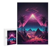 Puzzles pour Adultes Et Adolescents A Pyramid in The Neon Sand Puzzle, Jouet, Décoration Murale, Art Mural, Cadeaux d'anniversaire Et Cadeaux Uniques 500 PCS