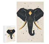 Puzzles pour Adultes Et Adolescents Abstract Elephant Vector Portrait with Golden Tusks Puzzles pour Adolescents, Jeu Familial, Vacances À La Maison, Passe-Temps, Interaction Parent-Enfant 1000 PCS