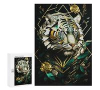 Puzzles pour Adultes Et Adolescents Abstract Silver Tiger Puzzles pour Adolescents, Jeu Familial, Vacances À La Maison, Passe-Temps, Interaction Parent-Enfant 300 PCS
