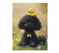 Puzzles pour Adultes Et Adolescents Adorable Poodle with Yellow Duck Jeu De Puzzle Manuel - Défi Difficile - Interaction Parent-Enfant 1000pcs(52x38cm)