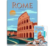 Puzzles pour Adultes et Adolescents, Affiche de Voyage de Rome, Italie Aidez Le Cerveau à exercer des Jouets addictifs pour cultiver la Patience et l'interaction Parent-Enfant 75x50cm