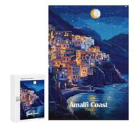 Puzzles pour Adultes Et Adolescents Amalfi Coast Night Puzzle, Jouet, Décoration Murale, Art Mural, Cadeaux d'anniversaire Et Cadeaux Uniques 300 PCS