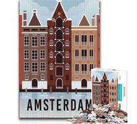 Puzzles pour Adultes et Adolescents, Amsterdam, Pays-Bas Un Jeu Stimulant, idéal comme Cadeau pour Toute la Famille (75x50cm)