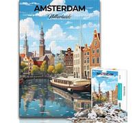 Puzzles pour Adultes et Adolescents, Amsterdam, Pays-Bas Un Jeu Stimulant, idéal comme Cadeau pour Toute la Famille (75x50cm)
