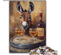 Puzzles pour Adultes et Adolescents Âne sur Un tonneau de vin, 1000 pièces, Jeu Familial, décoration intérieure Unique et Cadeaux pour Les 14 Ans (Taille 50x75cm)