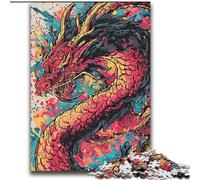 Puzzles pour Adultes et Adolescents Aquarelle Dragon Jeu Stimulant Jouets à Offrir en Cadeau pour Toute la Famille à partir de 14 Ans 70x100cm