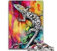Puzzles pour Adultes et Adolescents Aquarelle Gecko Jouet éducatif intellectuel décompressant Superbes Cadeaux et Jouets 50x75cm