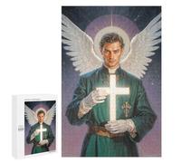 Puzzles pour Adultes Et Adolescents Archangel Raphael Holding Glowing Cross Puzzles pour Adolescents, Jeu Familial, Vacances À La Maison, Passe-Temps, Interaction Parent-Enfant 1000 PCS