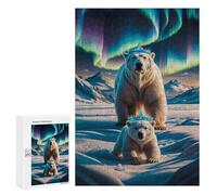Puzzles pour Adultes Et Adolescents Aurora Crowned Polar Bears Puzzles pour Adolescents, Jeu Familial, Vacances À La Maison, Passe-Temps, Interaction Parent-Enfant 300 PCS