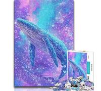 Puzzles pour Adultes et Adolescents : Baleine spirituelle majestueuse, Jouets de Divertissement Familial avec Affiche et fiche de Questions-réponses Assorties (38x26cm)
