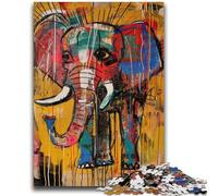 Puzzles pour Adultes et Adolescents Basquiat Elephant Teenager Jigsaw, Jeu Stimulant pour Tous Les âges pour Femmes, Cadeaux pour Hommes (50x75cm)