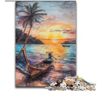 Puzzles pour Adultes et Adolescents Bateaux sur la côte Peinture à l'huile, Casse-tête pour décoration Murale Cadeaux d'anniversaire et de Noël Uniques pour Les 14 Ans (Taille 50x75cm)
