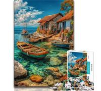 Puzzles pour Adultes et Adolescents Bateaux sur Une île de villégiature, Jeu Stimulant et Jeu éducatif en Famille pour Anniversaire, Noël 50x75cm