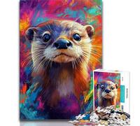 Puzzles pour Adultes et Adolescents : Bébé Loutre, Un défi Difficile pour soulager Le Stress avec Une Affiche et Une fiche de Questions-réponses (75x50cm)