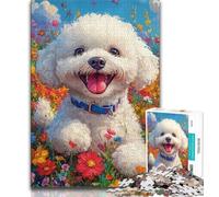 Puzzles pour Adultes et Adolescents : Bichon frisé Blanc Heureux, Jeu Stimulant et éducatif pour Toute la Famille, pour Anniversaire et Noël (38x26cm)