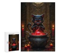 Puzzles pour Adultes Et Adolescents Black Cat Potion Master Puzzles pour Adultes, Jeu Familial Difficile, Défi Idéal comme Cadeau 300 PCS