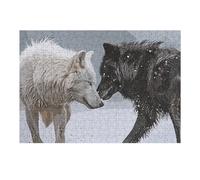Puzzles pour Adultes Et Adolescents Black White Wolf Vintage Puzzles Anti-Stress, À La Fois Amusants, Humoristiques Et Stimulants 1000pcs(38x26cm)
