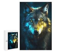 Puzzles pour Adultes Et Adolescents Black Wolf in Neon Light Puzzles pour Adultes, Jeu Familial Difficile, Défi Idéal comme Cadeau 1000 PCS