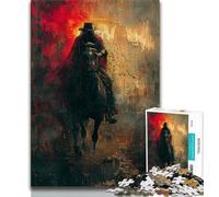 Puzzles pour Adultes et Adolescents Blood Red Knight, défi Difficile pour soulager Le Stress avec Affiche et fiche de Questions correspondantes (75x50cm)
