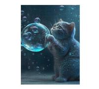 Puzzles pour Adultes Et Adolescents Blue Cat with Bubbles Puzzles, Jeux Relaxants, Analyse Et Logique, Cadeaux d'anniversaire Et Cadeaux Uniques 52x38cm/1000pcs