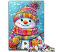 Puzzles pour Adultes et Adolescents Bonhomme de Neige de Noël Convient aux 14 Ans et Plus Convient aux Couples Cadeaux pour Les Amis et la Famille 50x75cm