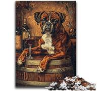 Puzzles pour Adultes et Adolescents Boxer Dog Drinking Jeux éducatifs Décoration d'intérieur Collection d'artistes, Beaux-Arts 38x26cm