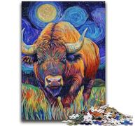 Puzzles pour Adultes et Adolescents Buffalo sous Le Ciel Nocturne Puzzles pour Adultes, Jeu Stimulant pour Toute la Famille pour Femmes, Cadeaux pour Hommes (50x75cm)