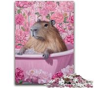 Puzzles pour Adultes et Adolescents Capybara dans la Salle de Bain Jeux éducatifs Décoration d'intérieur Collection d'artistes, Beaux-Arts 38x26cm