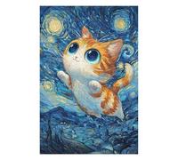 Puzzles pour Adultes Et Adolescents Cat in Starry Night Style Puzzles À Monter Soi-même, Jouets, Décoration Idéale, Interaction Parent-Enfant 75x50cm/1000pcs
