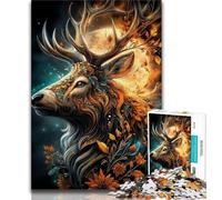 Puzzles pour Adultes et Adolescents Cerf Fleuri 1000 pièces pour Adultes, Jeux éducatifs, décoration d'intérieur, Convient pour la décoration de Bureau (Taille 38x26cm)