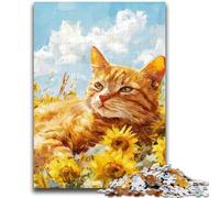 Puzzles pour Adultes et Adolescents Chat endormi dans Un Champ de tournesols Jeux éducatifs Décoration d'intérieur Collection d'artistes, Beaux-Arts 50x75cm