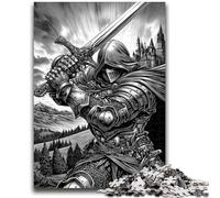 Puzzles pour Adultes et Adolescents Chevalier Noir et Blanc Jouet éducatif intellectuel décompressant Superbes Cadeaux et Jouets 50x75cm