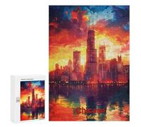 Puzzles pour Adultes Et Adolescents Chicago Art Puzzle, Jouet, Décoration Murale, Art Mural, Cadeaux d'anniversaire Et Cadeaux Uniques 300 PCS