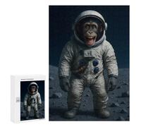 Puzzles pour Adultes Et Adolescents Chimpanzee Astronaut on The Moon Puzzles pour Adolescents, Jeu Familial, Vacances À La Maison, Passe-Temps, Interaction Parent-Enfant 300 PCS