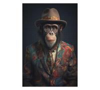 Puzzles pour Adultes Et Adolescents Chimpanzee in Boho Suit Puzzles, Jeux Relaxants, Analyse Et Logique, Cadeaux d'anniversaire Et Cadeaux Uniques 75x50cm/1000pcs