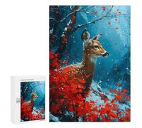 Puzzles pour Adultes Et Adolescents Cold Deer in Cherry Tree Puzzle, Jouet, Décoration Murale, Art Mural, Cadeaux d'anniversaire Et Cadeaux Uniques 300 PCS