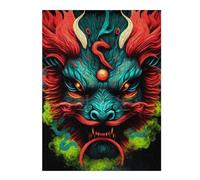 Puzzles pour Adultes Et Adolescents Colorful Dragon Head Art Print Jeu De Puzzle Manuel - Défi Difficile - Interaction Parent-Enfant 1000pcs(52x38cm)