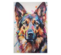 Puzzles pour Adultes Et Adolescents Colorful German Shepherd Art Print Jeu De Puzzle Manuel - Défi Difficile - Interaction Parent-Enfant 1000pcs(75x50cm)